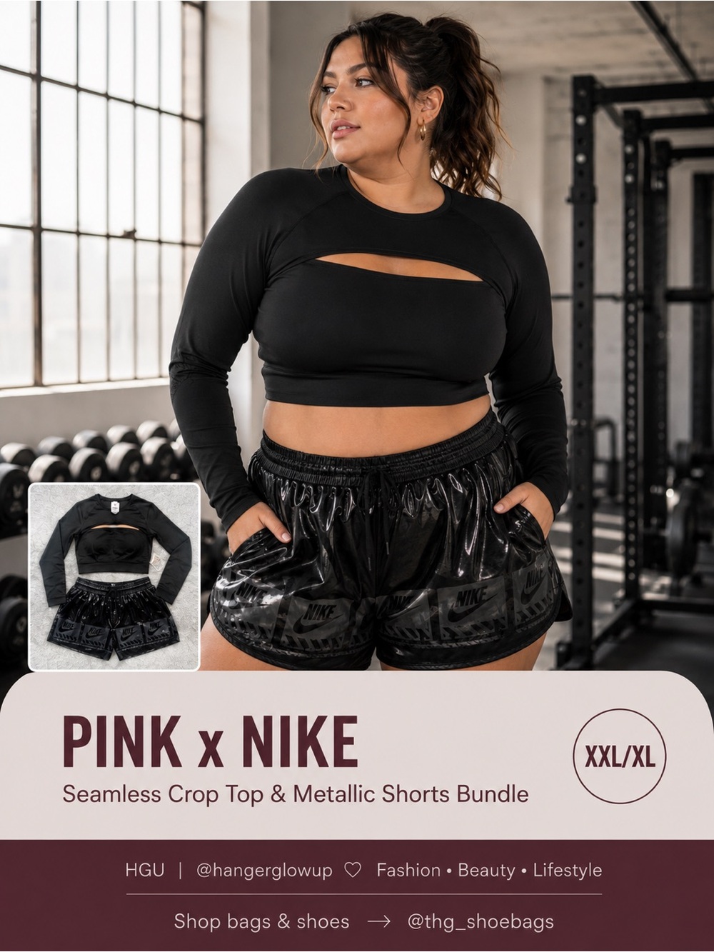 PINK Victoria’s Secret XXL + Nike XL Black Activewear 2-Piece Bundle